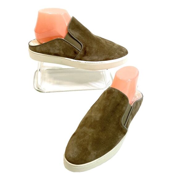 Vince Mule Sneakers Shoes Green Suede Shearling Fur Lined Garvey - Picture 2 of 16